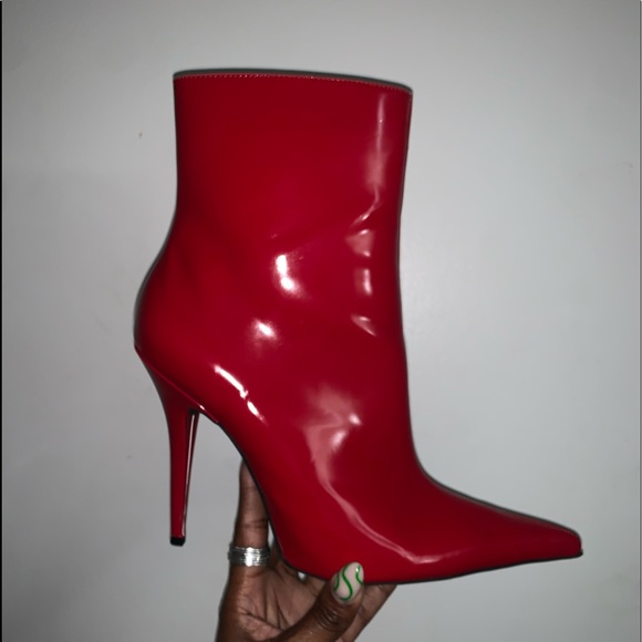 Red Pointed Toe Booties - Picture 2 of 10